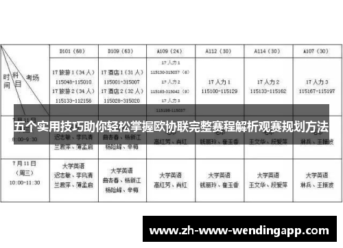 五个实用技巧助你轻松掌握欧协联完整赛程解析观赛规划方法 五个实用技巧助你轻松掌握欧协联完整赛程解析观赛规划方法